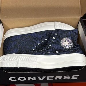 Converse Navy and Black High-Top Platform Sneakers